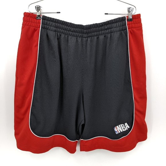 NBA Men's XL Black Red Basketball Shorts NBA Patch
